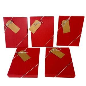 5 New 7-3/8" X 5.5" X 1" Valentine Red Leatherette Cardboard Jewelry Gift Boxes